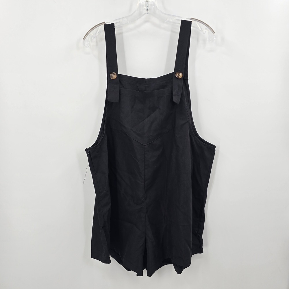 Shein Curve Black Bib Front Overall Romper‎ Plus Size 1XL Side Zip Pocket